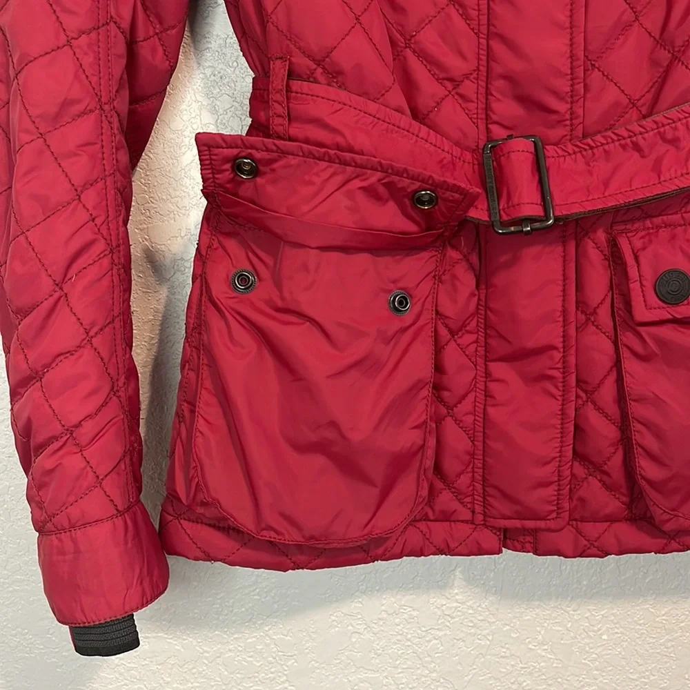 Superdry Motorbike Japan Womens Red Quilted Jacket Fleece Lined Size Medium - Picture 5 of 15